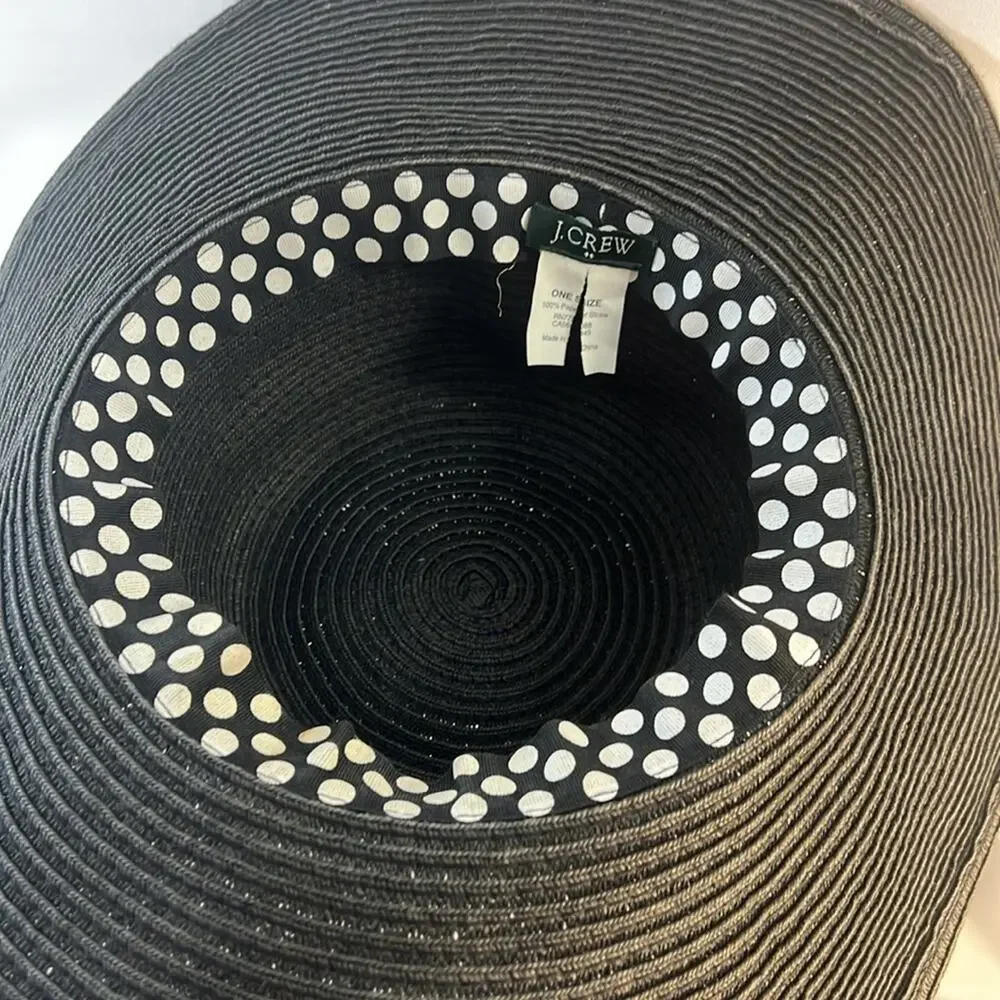 J. CREW Black FAUX STRAW SUN HAT SZ ONE SIZE